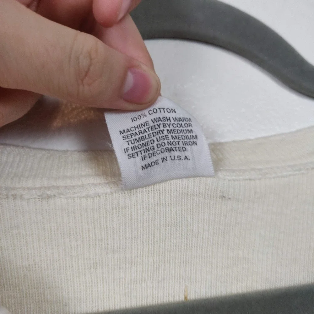 Vintage 80s Banana Republic Henley Top‎ Mens XL Cream Safari Logo Distressed